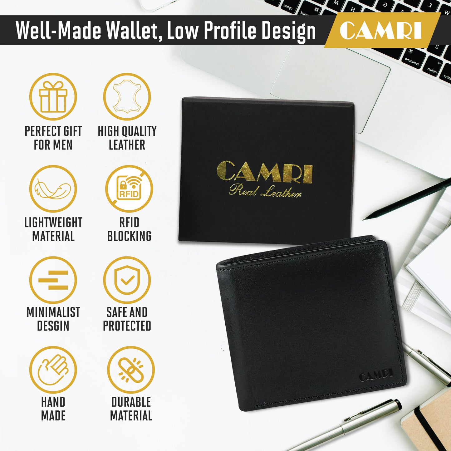 Genuine Leather Men's Wallet (All Black)