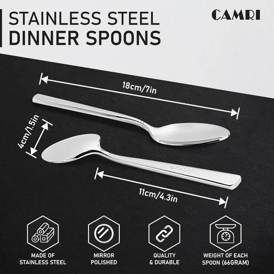 Dinner Spoons - Set of 4 - High Quality Mirror Polished (Camri)