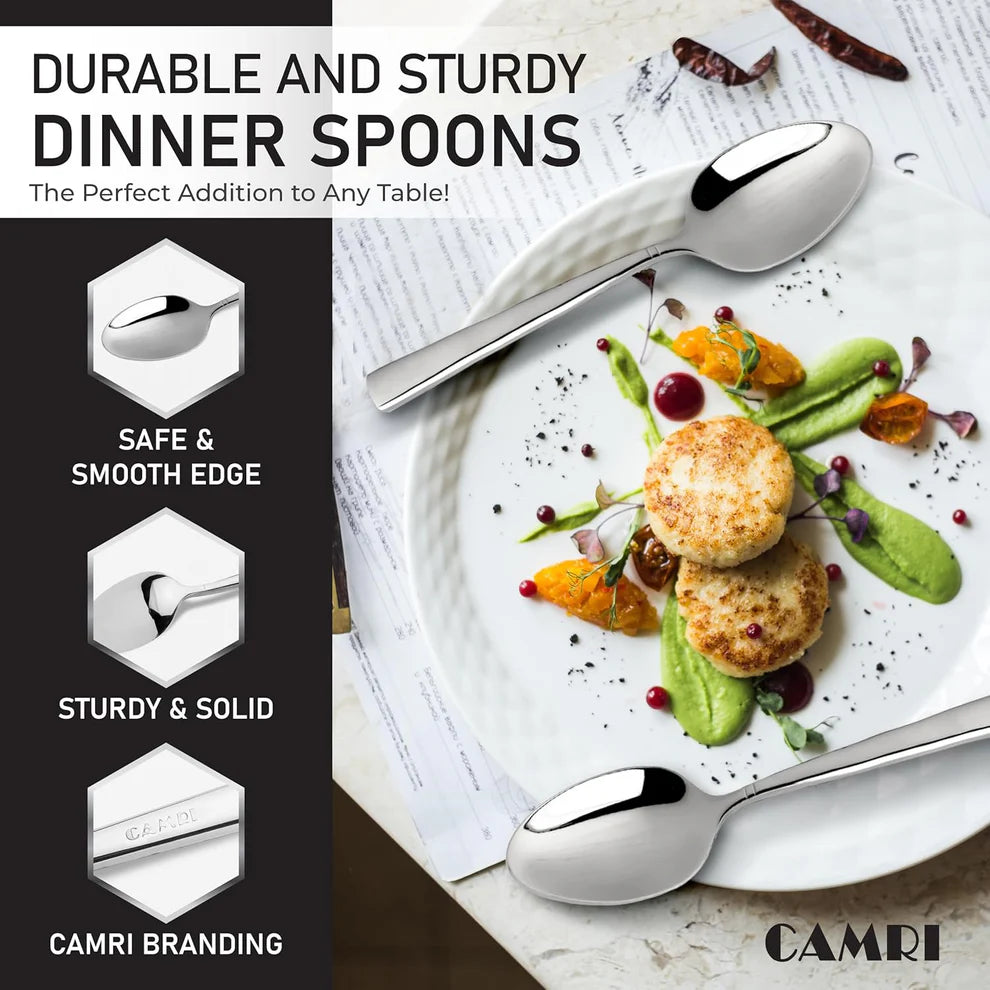 Dinner Spoons - Set of 4 - High Quality Mirror Polished (Camri)