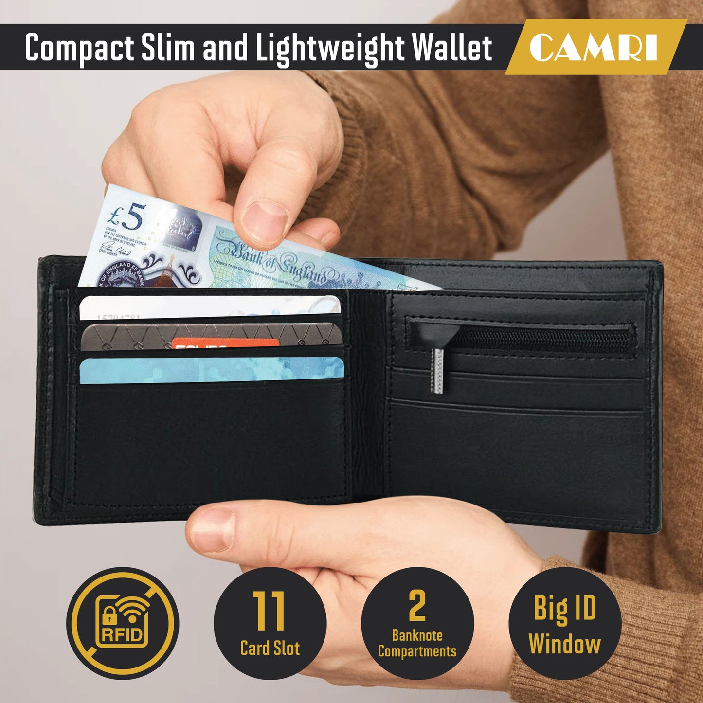 Genuine Leather Men's Wallet (All Black)