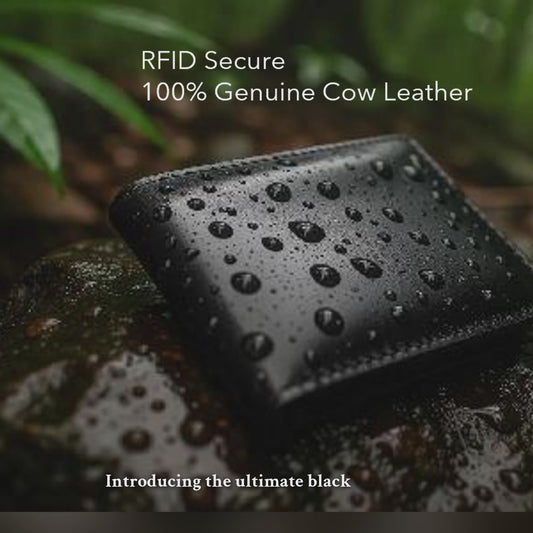 Genuine Leather Men's Wallet (Black / Orange)